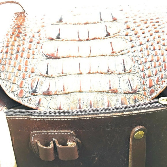 VTG Brahmin Brown Leather Crocodile Horn Crossbody - Picture 8 of 8
